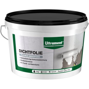 Eimer Ultrament Dichtfolie, grau, 3 kg, für Bau- und Fliesenlegerarbeiten.