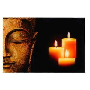 Glasbild: Buddha-Motiv mit Kerzen, 40x60 cm, Deko für Wohnraum