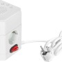Weißer 4-fach Steckdosenwürfel mit Lautsprecher und Schalter, Kabel