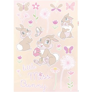 Komar Deko-Sticker Little Bunny (50x70cm) mit Hasen, Schmetterlingen und Blumen.