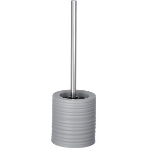 Wenko WC-Garnitur Mila, Keramik grau, mit Silikonbürste und geriffeltem Design.