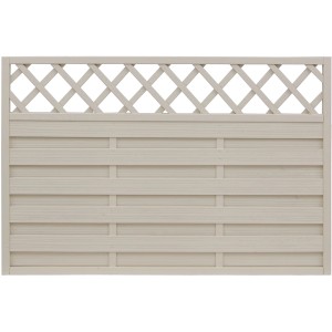 Lasiertes Sichtschutzzaun-Element Country Cream, 120x180 cm, mit Lattenzaun-Abschluss.