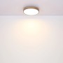 Runde LED-Deckenleuchte Doro in Graphit und Holzoptik, 450 mm Durchmesser.