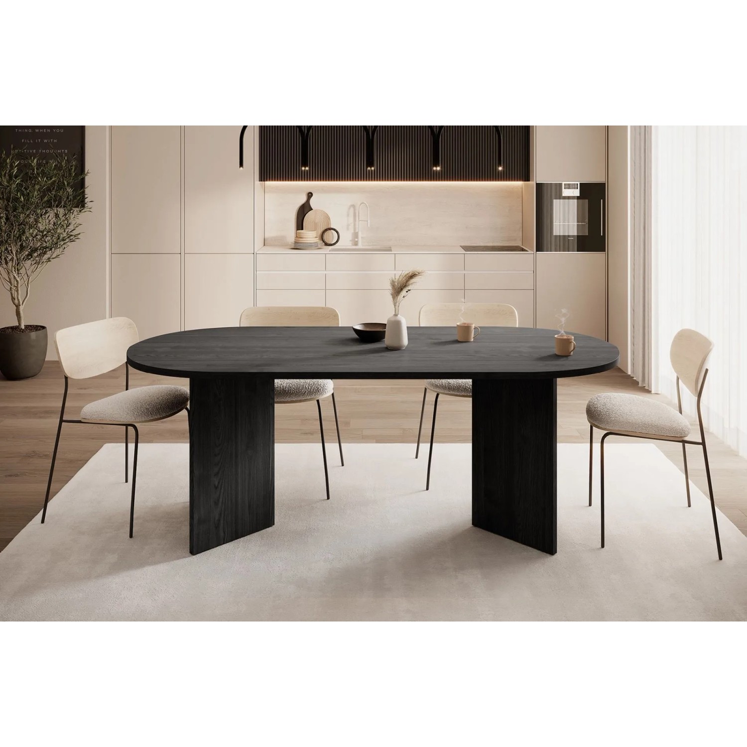 Selsey Esstisch Ovo Oval Holzoptik Esche Portland Schwarzgrau 204 cm kaufen bei OBI