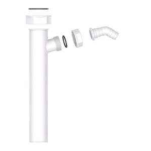 Weißes Kirchhoff Tauchrohr, 250 mm, mit Geräteanschluss für DN 40 Siphon.