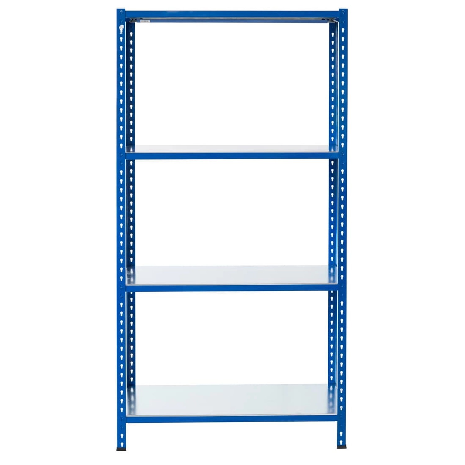 Blaues Ar Shelving Steckregal mit 4 Böden, verzinkt, 200x60x30cm, belastbar bis 180kg. Ideal für Lager.