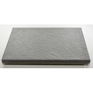 Terrassenplatte in Schieferoptik, platingrau, 60x40 cm. Betonplatte mit feiner Struktur für Terrasse und Garten.