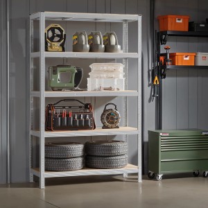 Songmics Schwerlastregal Cozory 60 x 120 x 200 cm Braun-Silber