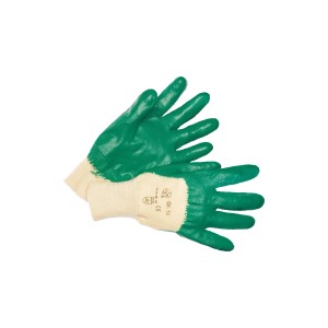 LUX Garten Nitrilhandschuhe Größe M, grün mit beigem Handgelenk