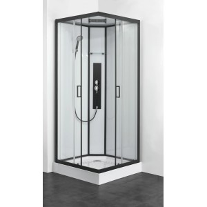 Sanotechnik Komplettduschkabine Sky 2 CL74 Schwarz mit Massagedüsen, Kopf- und Handbrause.