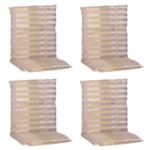 Beo Niedriglehner Sitzkissen M508 Beige, 4er-Set Gartenstuhlauflagen mit Streifenmuster.