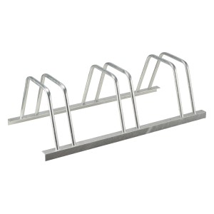 CMI Fahrradparkständer für 3 Fahrräder, silberfarben, zur Bodenmontage geeignet.