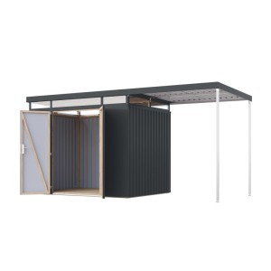 Karibu Metallgerätehaus Argos 3 mit Anbaudach 2 m Anthrazit