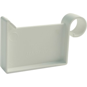 Weißes Endstück für Marley Kastendachrinne RG 70 aus Kunststoff.