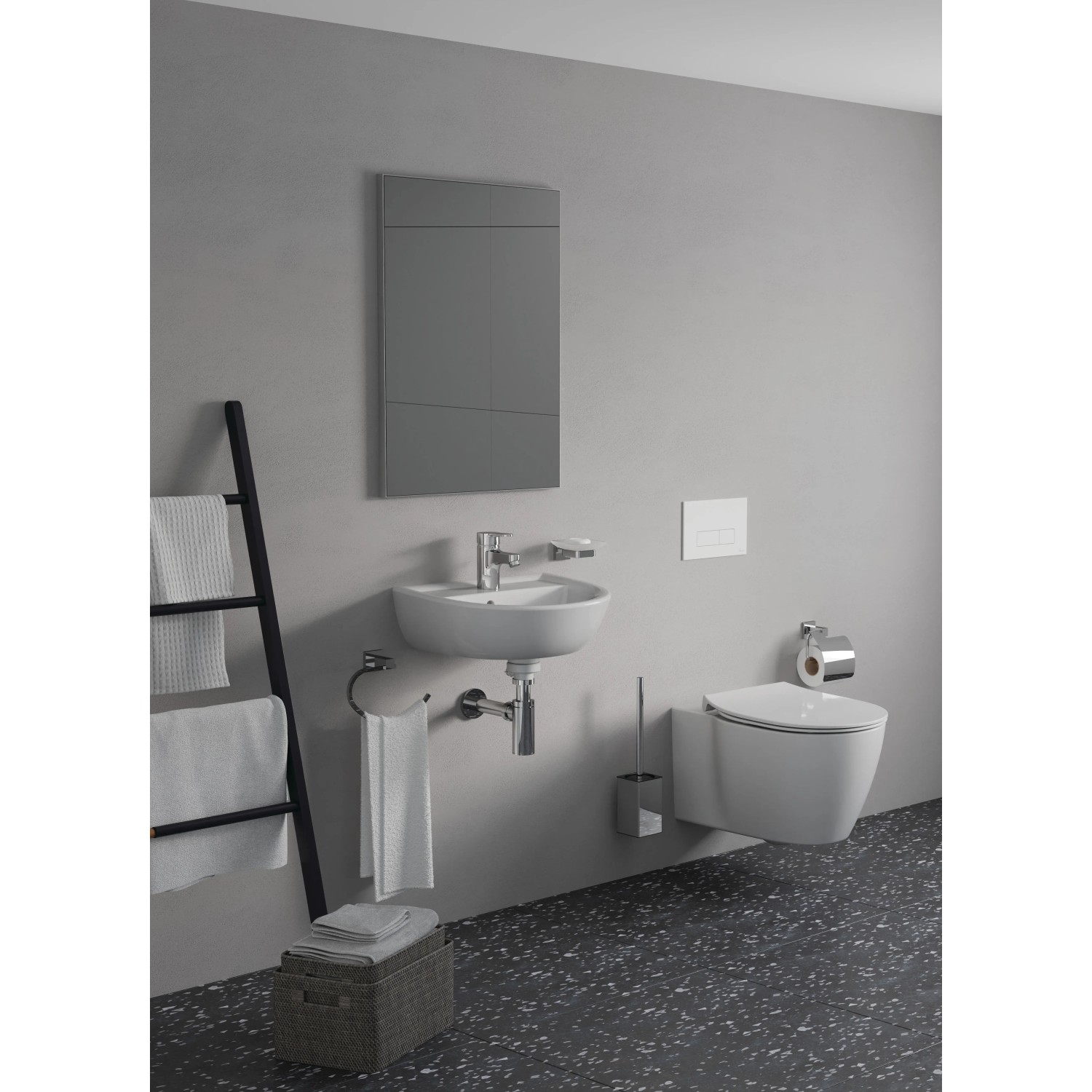 Badzubehör-Set Aus Chrom-Edelstahl – Inkl. Toilettenpapierhalter, Handtuchring, -haken & -halter (4-teilig, SUS304)