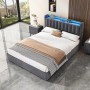 okwish Polsterbett mit Bettkasten LED-Licht Jugendzimmer 160x200cm Grau_2
