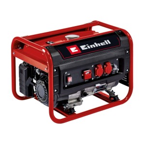 Mobiles Einhell Notstromaggregat TC-PG 25/1 E5, rot-schwarz, mit 15 l Tank und 230V Steckdosen.