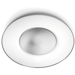 Silberne Philips Hue LED Deckenleuchte White Ambiance Still mit Dimmer und warmweißem bis kaltweißem Licht.