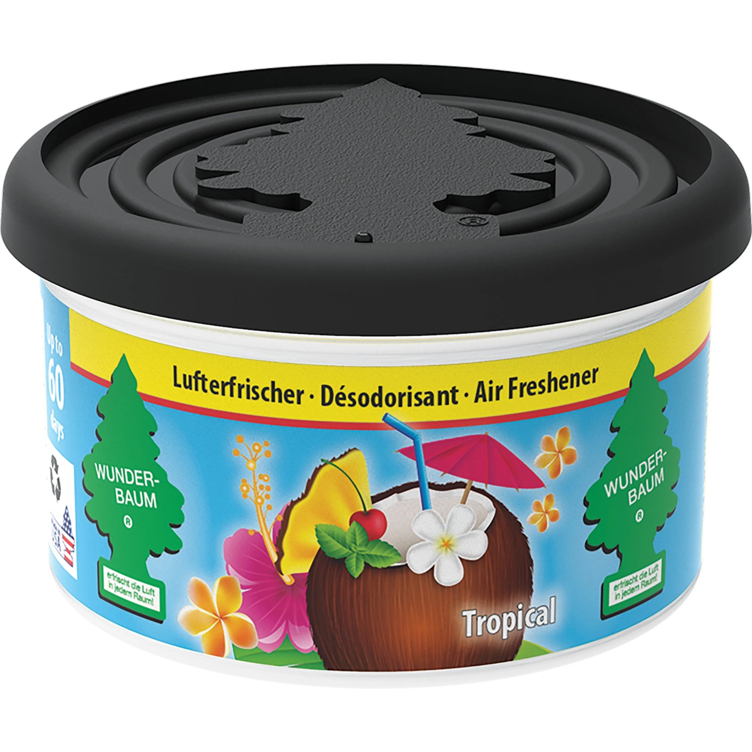 Wunderbaum Duftdose Tropical für Auto, tropischer Duft, bis zu 60 Tage haltbar.