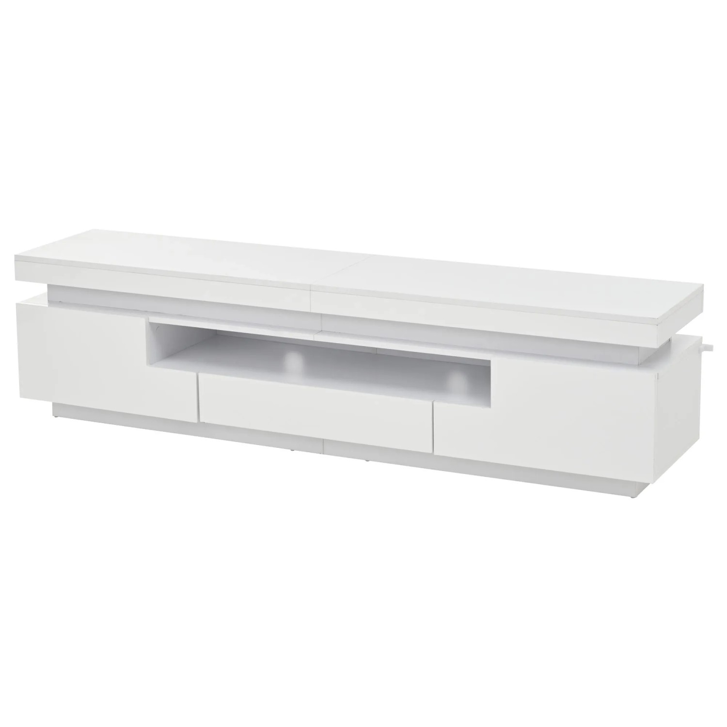 okwish TV Schrank mit LED Hochglanz Schublade Lowboard Wohnzimmer 75 Zoll 175x38x45cm Weiß