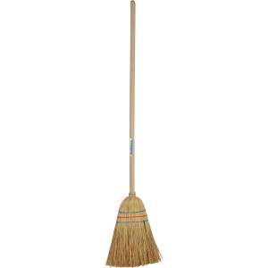 Sonneck Kinderreisbesen, ein Gartengerät für Kinder mit Holzstiel und Reisstroh-Borsten.