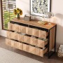 okwish Sideboard mit Metallbeinen Erhöhten Türen Wohnzimmer 120x40x80cm Schwarz Natur_2