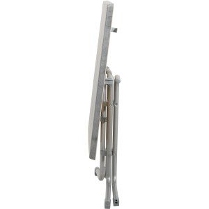 Zusammengeklappter Acamp Klapptisch Piazza, rechteckig, Platin-Cemento, 70x70 cm. Gartentisch zur platzsparenden Lagerung.