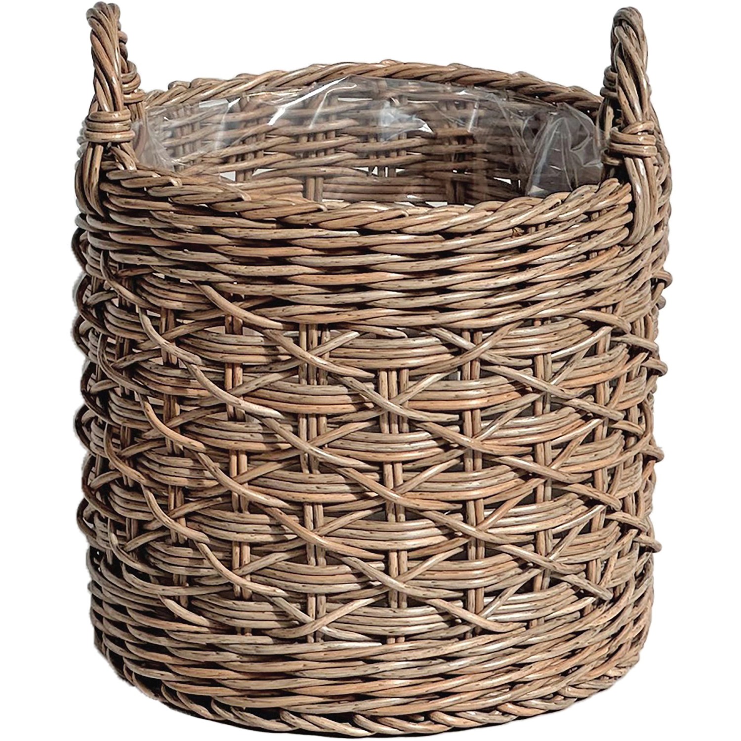 A.H.G. Pflanzkorb Polyrattan Zylindrisch 2 Griffe Ø 30 x 30 cm Natur