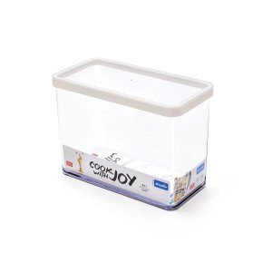 Rechteckige Rotho Vorratsdose Loft Premium, 2,1 l, transparent mit weißem Deckel.