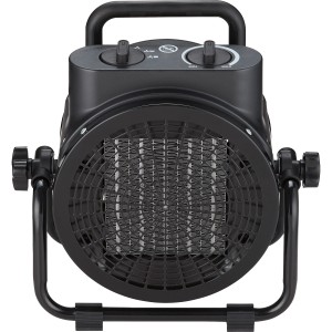 Schwarzer Keramik-Heizlüfter Sanda 3.000 W mit Tragegriff und Thermostat.