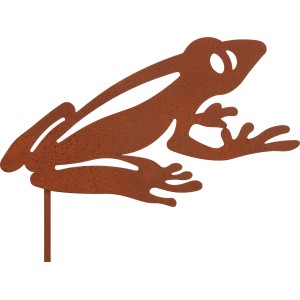 Rostfarbener Gartenstecker Frosch aus Eisen, Gartendeko.