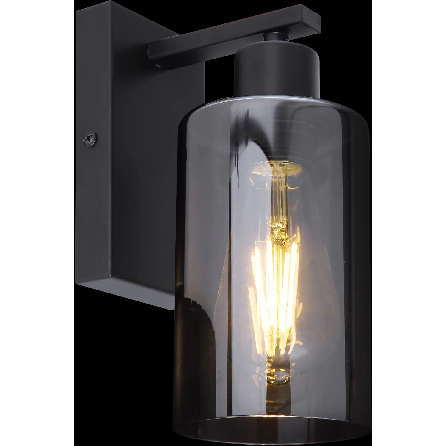 Globo Wandleuchte Hadera, schwarz matt, Glas zylinderförmig. Wandlampe für Innenräume.