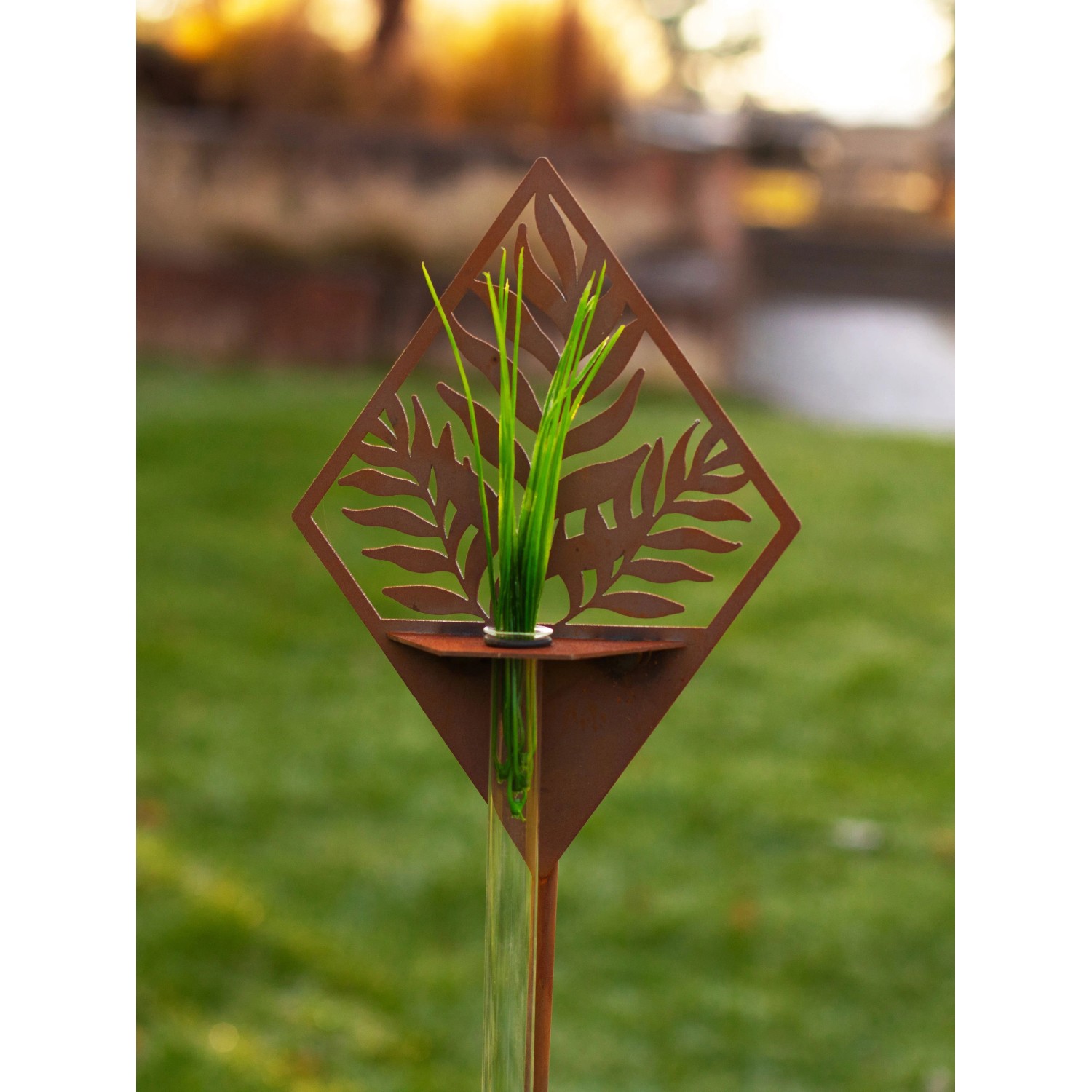 Ferrum Art Design Gartenstab Farn-Muster 122 cm x 16 cm x 4 cm Rostbraun  kaufen bei OBI