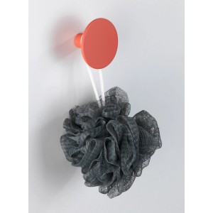 Wenko Wandhaken Melle Coral mit Badeschwamm. Runder Handtuchhalter aus Polyresin in Koralle.