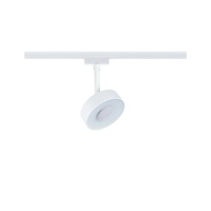 Signalweißer LED-Schienenspot Circle URail, 10 cm Durchmesser, Warmweiß für URail-System.