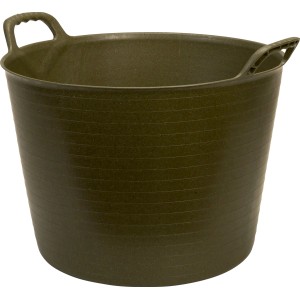 Grau-grüner Kunststoffeimer, 42 l, mit zwei Tragegriffen. Ideal als Baueimer oder Mörtelkübel.