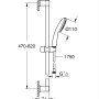 Technische Zeichnung: Grohe Brausestangenset 60 cm mit Handbrause Vitalio Start 110, Chrom, Maße