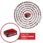 Einhell Power X-Change Akku 18V 3Ah PXC Plus, roter Akku umgeben von Werkzeugen der Power X-Change Familie.
