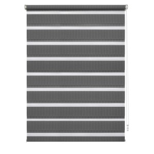 Gardinia Doppelrollo EasyFix, 60x150 cm, anthrazit. Rollo mit abwechselnd transparenten und blickdichten Streifen.