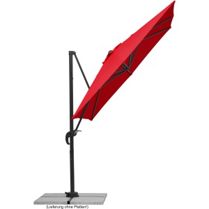 Roter Schneider Ampelschirm (300x230 cm) mit Kurbel und Aluminiumgestell.