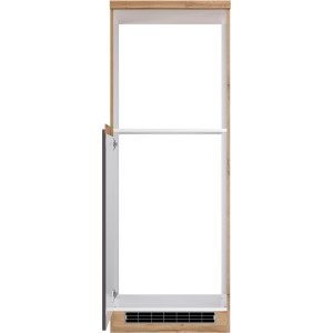 Held Möbel Kühlschrankumbau Turin, 60 cm, Graphit/Wotaneiche, für Backofen und Kühlschrank.