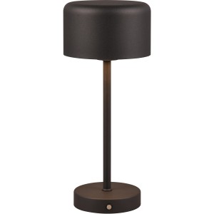 Schwarze, dimmbare LED-Tischleuchte Jeff mit Akku, Ø 12,6 cm, ideal für gemütliche Lichtstimmung.
