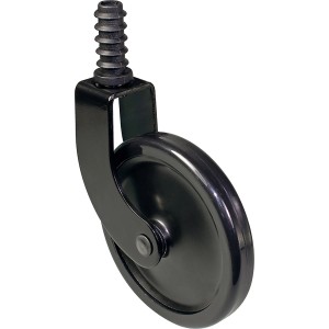 Schwarze Wagner Teewagenrolle Ø 75 mm mit Stift und Hülse, Tragkraft 35 kg.