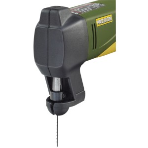 Proxxon STS 12/E Mini-Stichsäge mit Sägeblatt für präzise Schnitte in Holz und Metall.