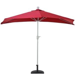 Halbrund Sonnenschirm Lorca, 3m, Bordeaux, mit Ständer. Ideal für Balkon oder Terrasse.