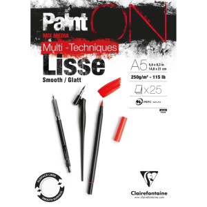 Clairefontaine Malgrund Paint'On glatt A5 25 Blatt 250 g Weiß