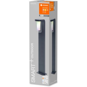 Verpackung der Ledvance Smart+ Cascade Multicolor LED-Außenleuchte, 80 cm hohe Standleuchte.