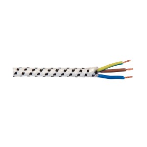 Stoffleitung H03RT-F 3 G0,75 Schwarz/Weiß, 5 m, für Bügeleisen.
