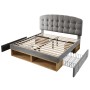 okwish Polsterbett 140x200cm mit Samtbezug Schubladen Jugendbett Grau ohne Matratze