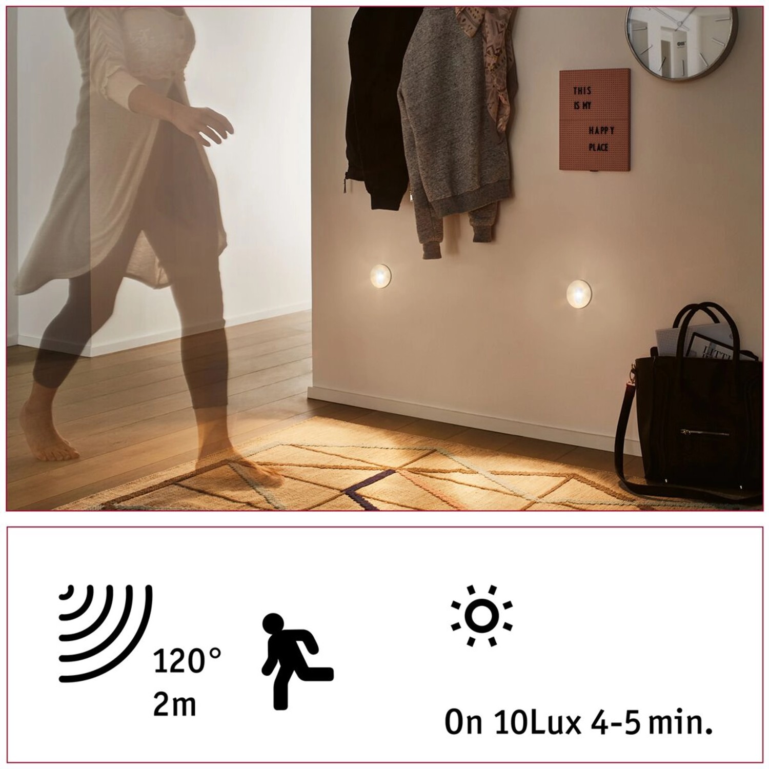 Paulmann Wandeinbauleuchte EBL Set mit Bewegungssensor in Weiß, runde Einbaustrahler für Wandmontage.